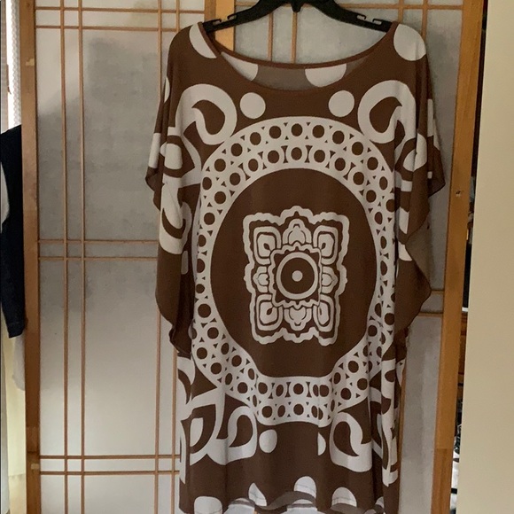Dress Size Small / Medium / Large BOHO Brown/White - Picture 2 of 4